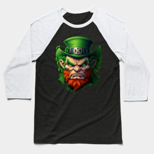 Angry Leprechaun for St. Patrick's Day in Green Baseball T-Shirt